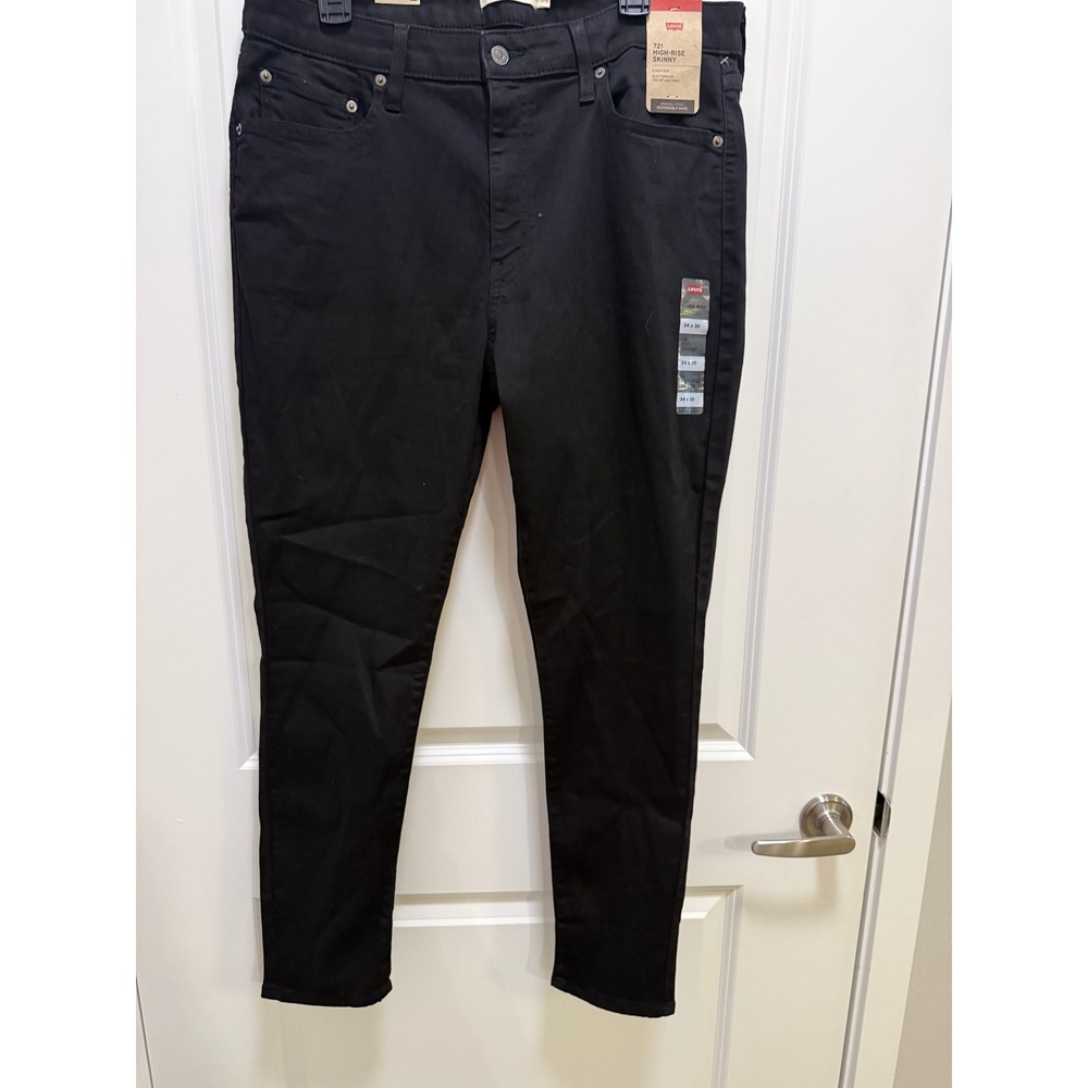 Levis 721 High Rise Skinny Jeans Womens 34x30 Black Stretch Denim 18882-0188 NWT